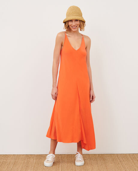 Asymmetrisches Kleid mit fließendem Fall 0250 tiger lily orange 3sdr294v02
