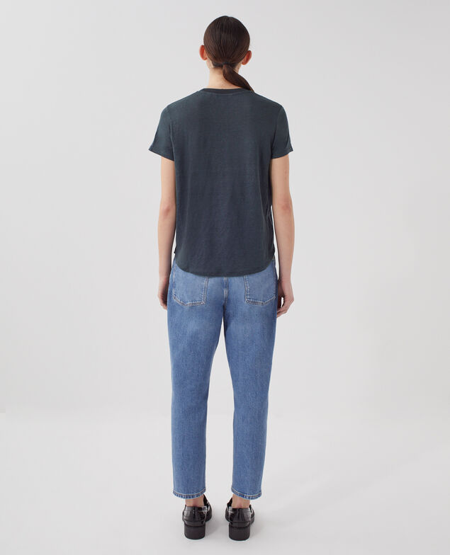 AMANDINE - T-Shirt mit Rundhalsausschnitt aus Baumwolle J690 blueberry
