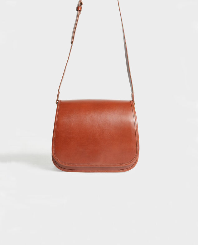 Beuteltasche aus Leder Camel