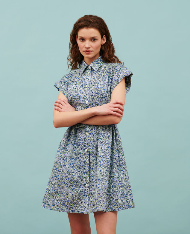 Kurzes Kleid aus Baumwollvoile 7050 92_print_blue