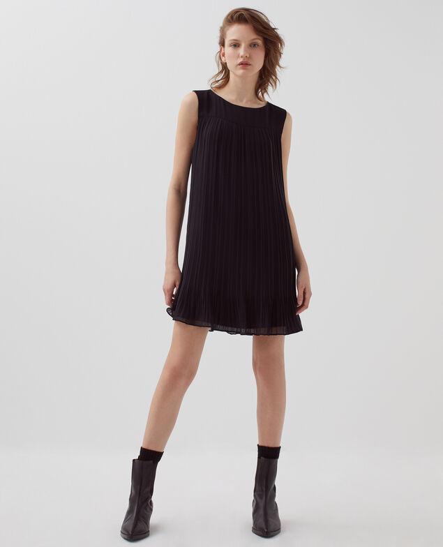 Fließendes kurzes Plissee-Kleid H091 black beauty