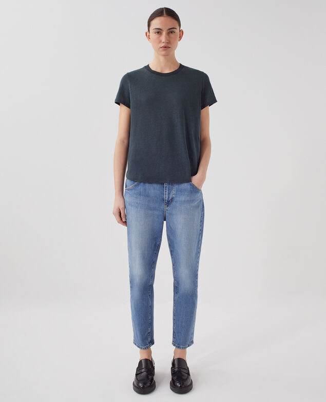 AMANDINE - T-Shirt mit Rundhalsausschnitt aus Baumwolle J690 blueberry