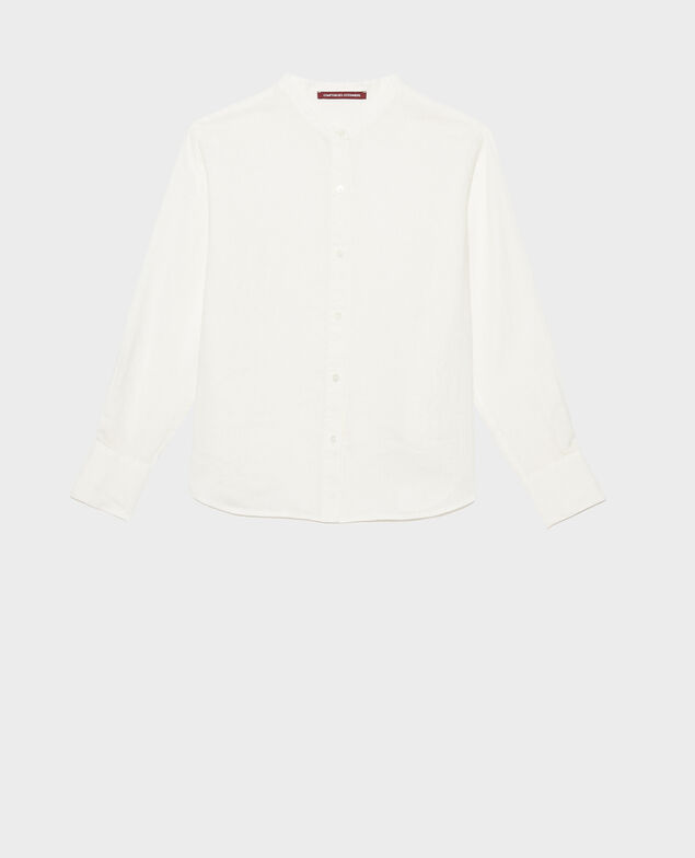 Bluse ohne Kragen aus Leinen Gardenia