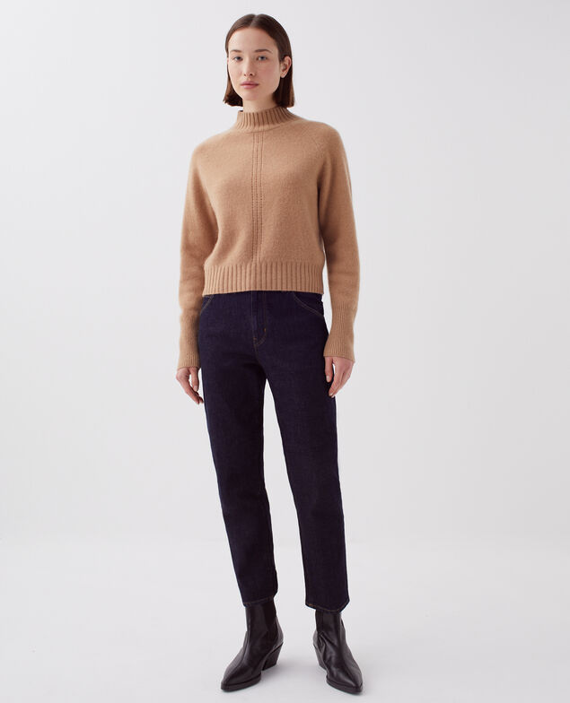 Pullover mit hohem Kragen aus Kaschmir I321 camel