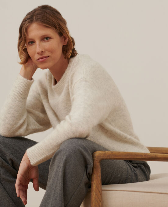 Pullover aus Alpakamischwolle A009 WHITE KNIT