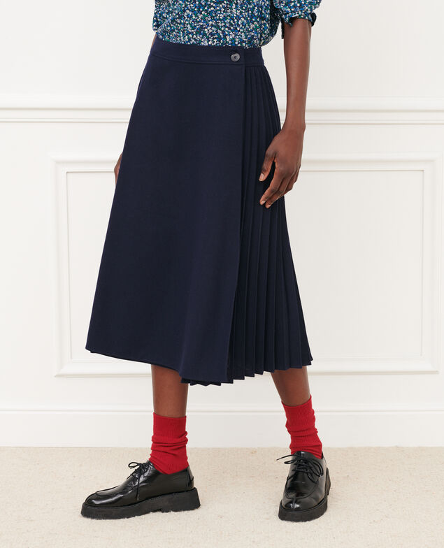 Plissee-Rock aus Flanell 7012c 69 navy