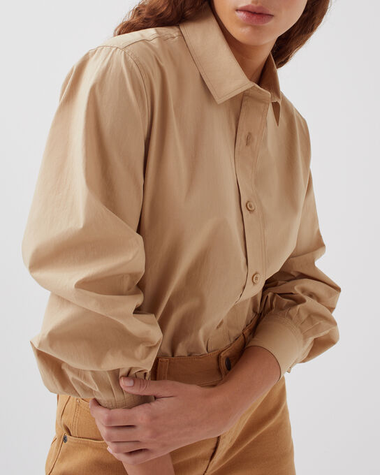 Weite Bluse aus Baumwolle H322 TRAVERTINE