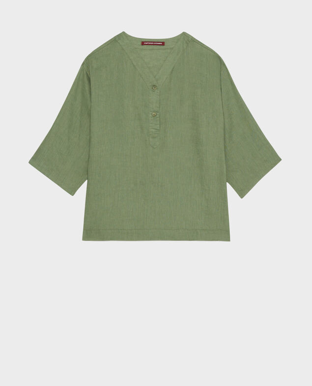 Tunesische Bluse aus Leinen 52 green