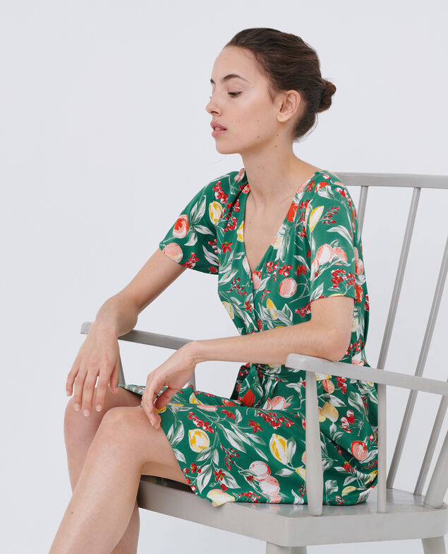 LAËTITIA - Kurzes Kleid mit fließendem Fall 103 print green