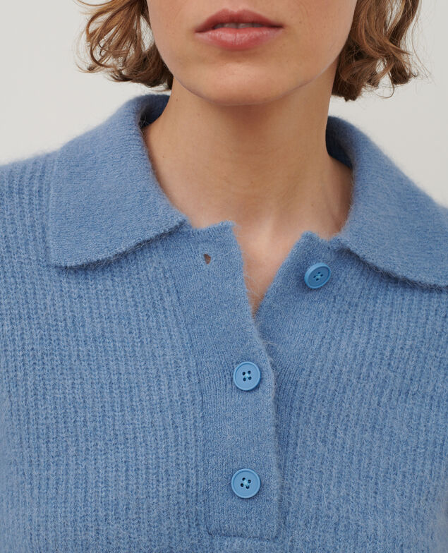 Pullover mit Polokragen aus Alpakamischwolle A601 lt blue infinity 3wju049w38