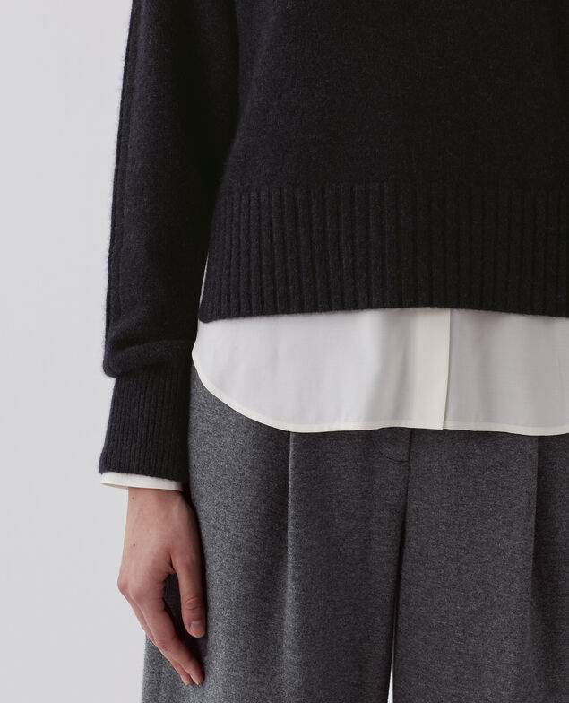 Pullover mit V-Ausschnitt aus Kaschmir I080 moonless gray