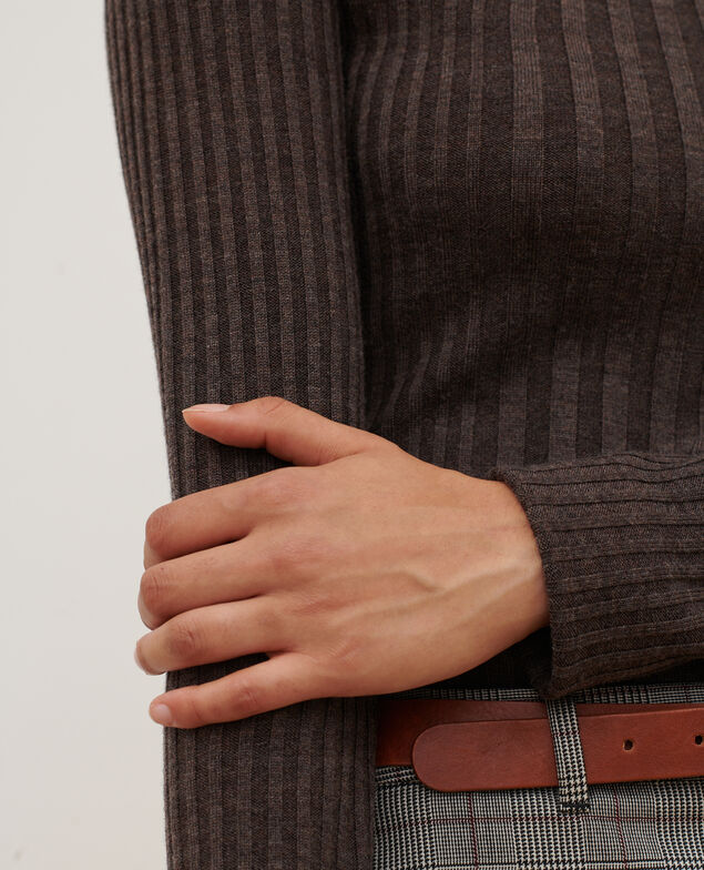 Pullover mit Rollkragen aus Merinowolle A340 brown chiné knit 3wju078w20