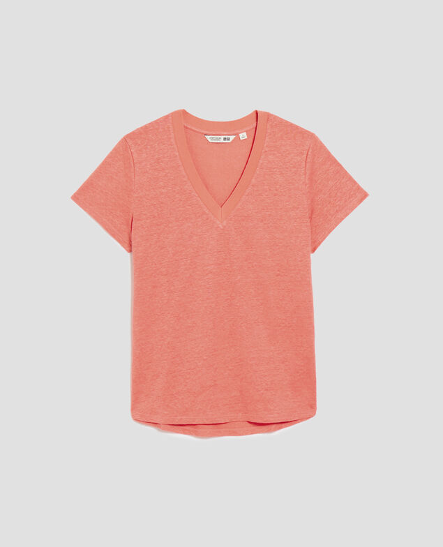 SARAH - T-Shirt mit V-Ausschnitt aus Leinen U120 pink