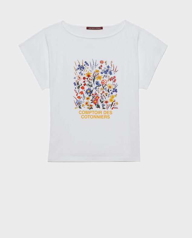 T-Shirt aus Baumwolle mit kurzen Ärmeln Brilliant white