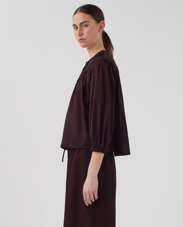 Bluse aus Baumwollvoile J790 chocolate plum