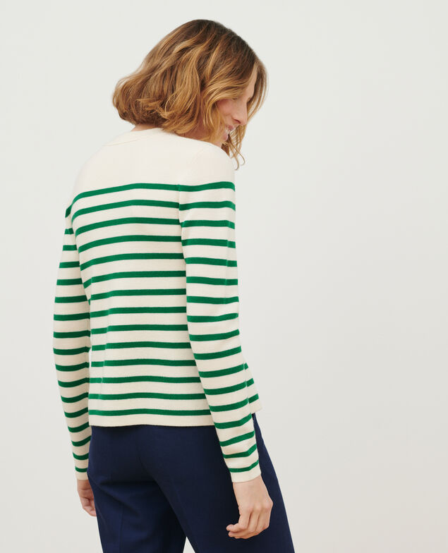 MADDY - Pullover aus Merinowolle im Marinelook A553 green stripe 2wju244w21