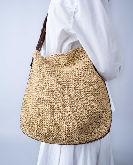 Handgehäkelte Basttasche aus Papier 7003 30 natural 3sba078