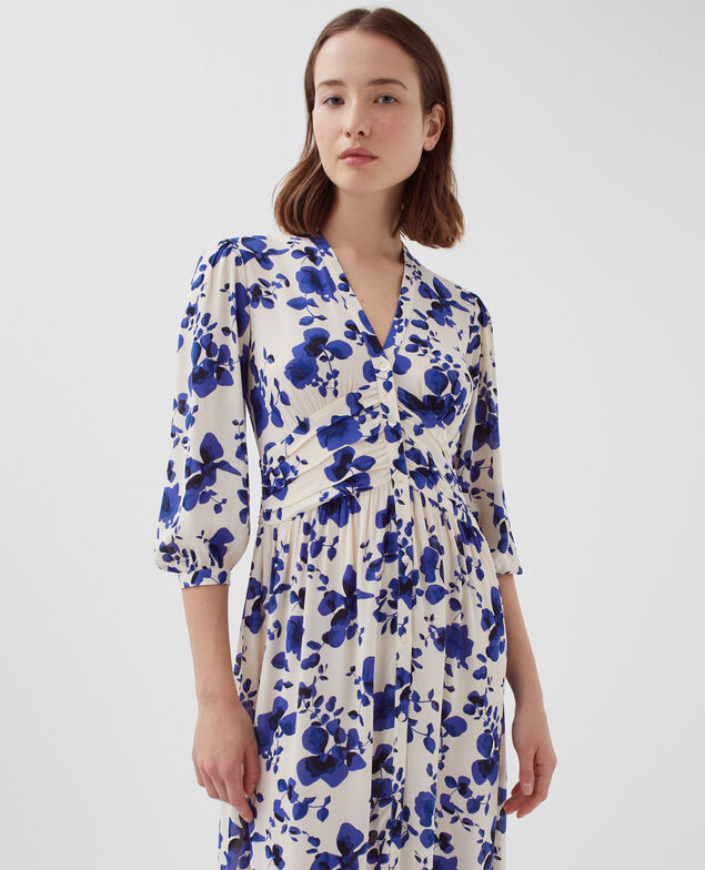Langes fließendes Kleid I302 floral white