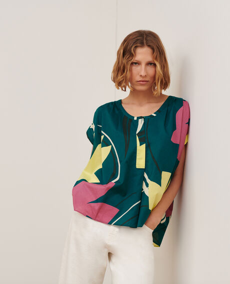 Gemusterte Bluse 0649 birdy blue 3sbl292c11