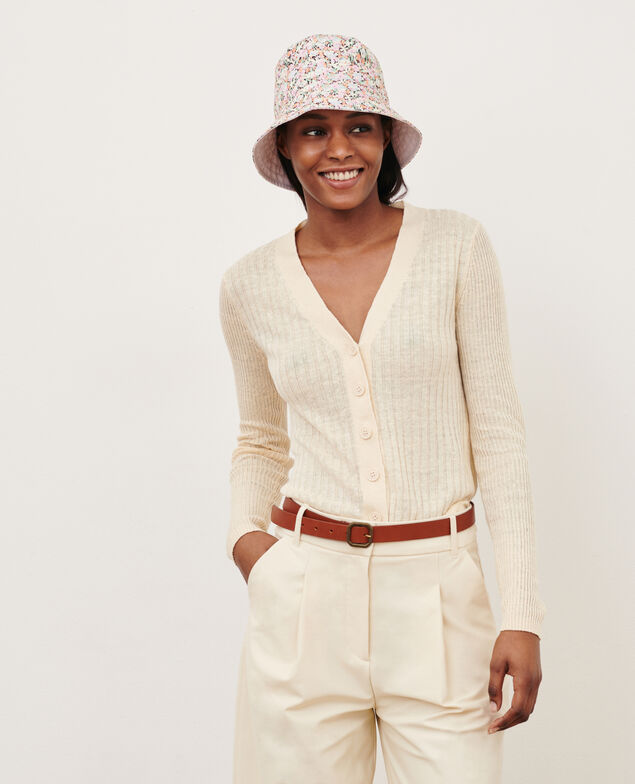 Cardigan aus Leinen 0010 buttercream