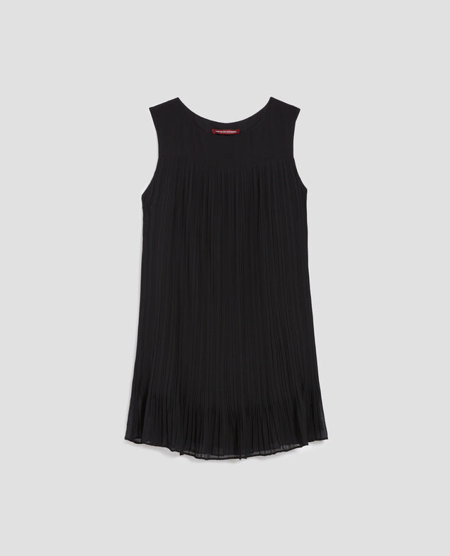 Fließendes kurzes Plissee-Kleid H091 black beauty