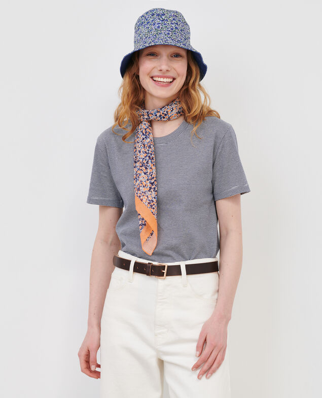 T-Shirt mit Rundhalsausschnitt aus Baumwolle 121 stripes navy