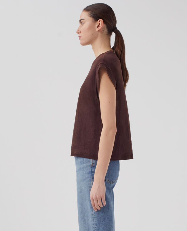KARO - Boxy T-Shirt aus Leinen J790 chocolate plum