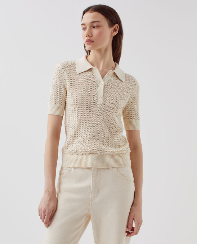 Pullover mit Polokragen und kurzen Ärmeln