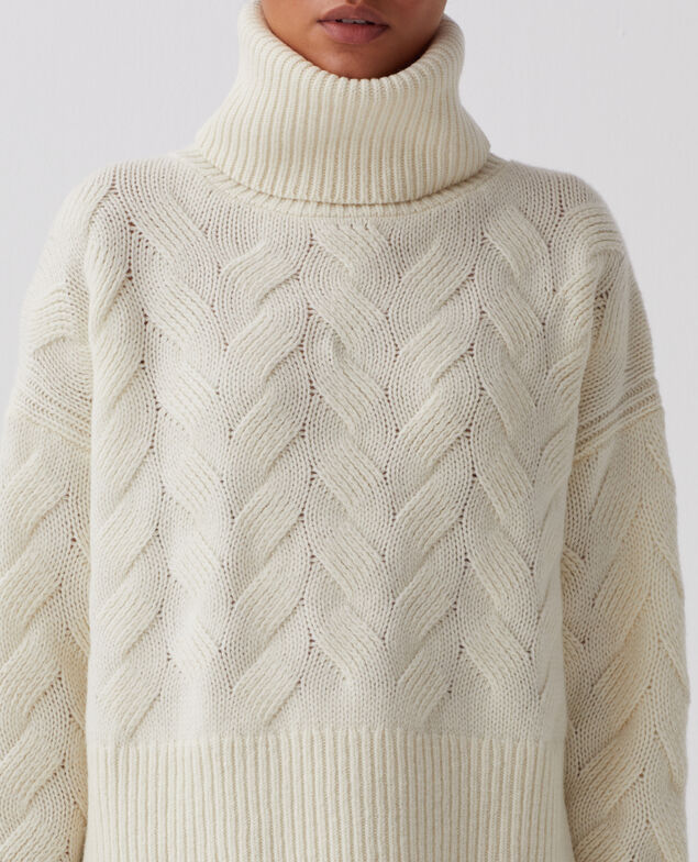 Rollkragenpullover aus Wolle I010 glass green beige