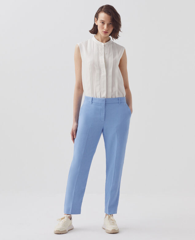 MARGUERITE - Zigarettenhose aus Leinen H612 bel air blue