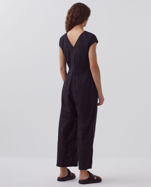 Jumpsuit mit Lochstickerei H091 black beauty