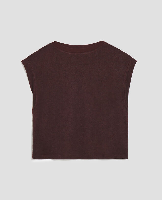 KARO - Boxy T-Shirt aus Leinen J790 chocolate plum