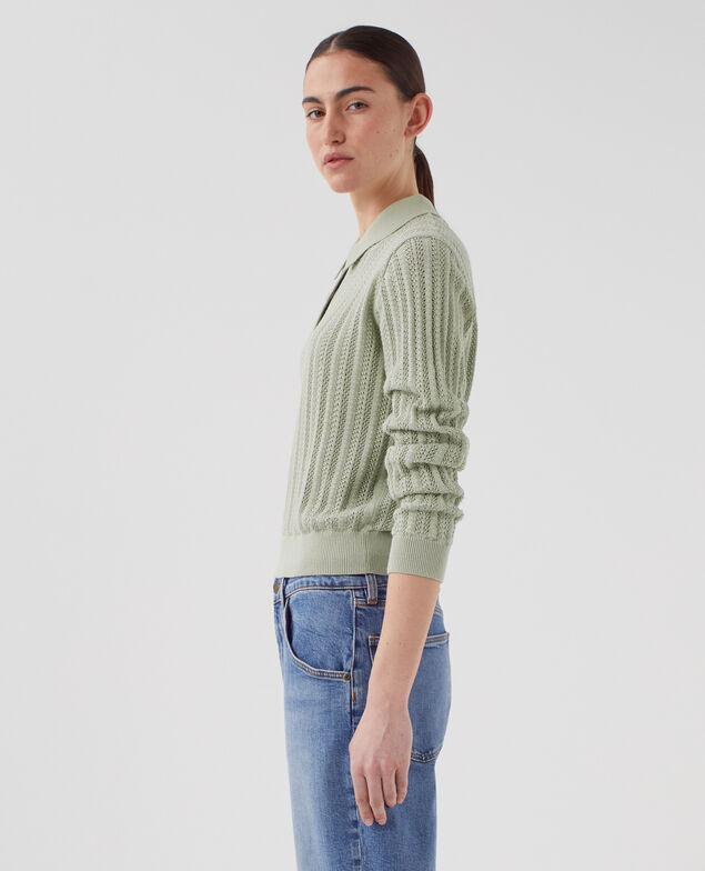 Baumwollpullover mit Polokragen U520 green