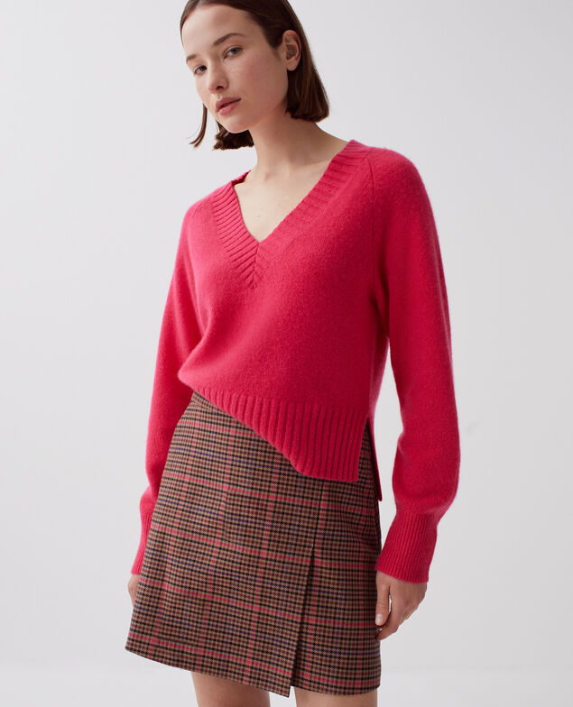 Pullover mit V-Ausschnitt aus Kaschmir I120 virtual pink