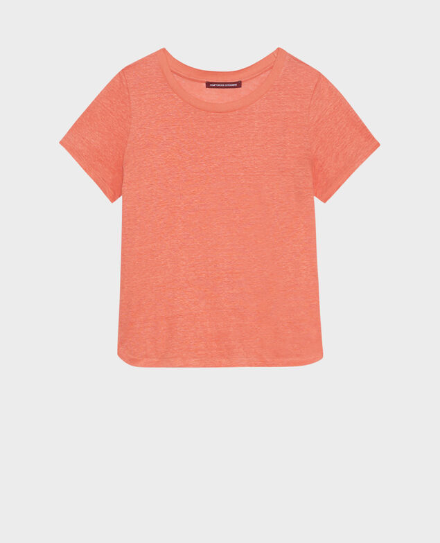 AMANDINE - T-Shirt mit Rundhalsausschnitt aus Leinen 21 light orange