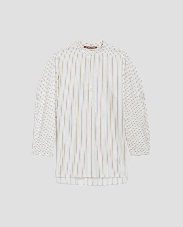 Oversize Bluse aus satinierter Baumwolle J011 st white kaki