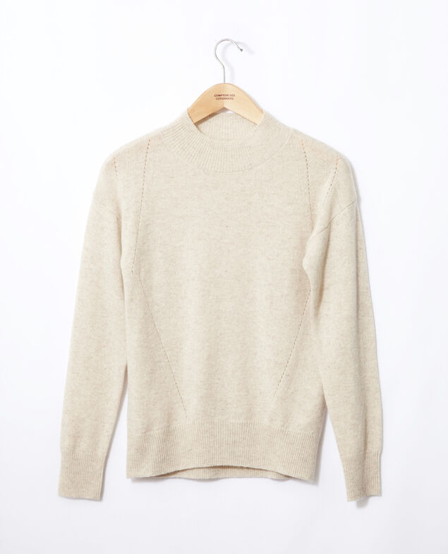 Kaschmirpullover mit Stehkragen  Beige