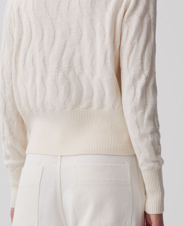 Pullover mit Rundhalsausschnitt aus Merinowolle I307 ecru