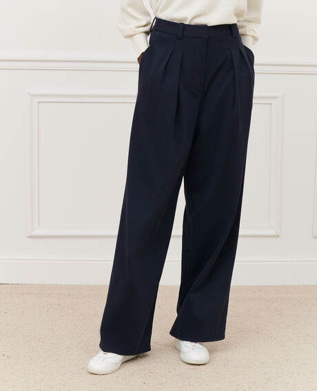 YVONNE - Weite Hose mit Falten 7012c 69 navy Pradus