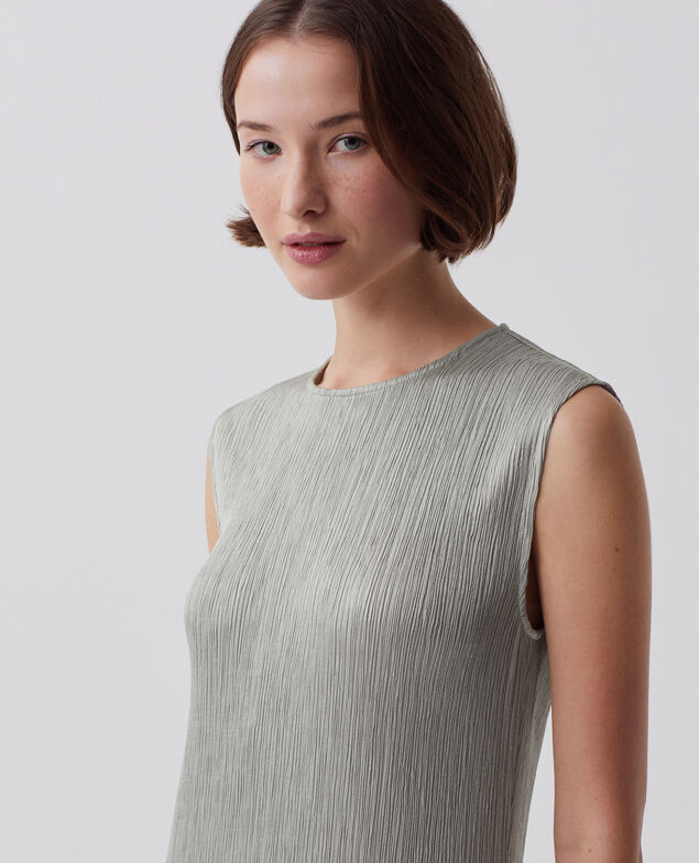 Langes, strukturiertes Kleid ohne Ärmel J050 shadow gray