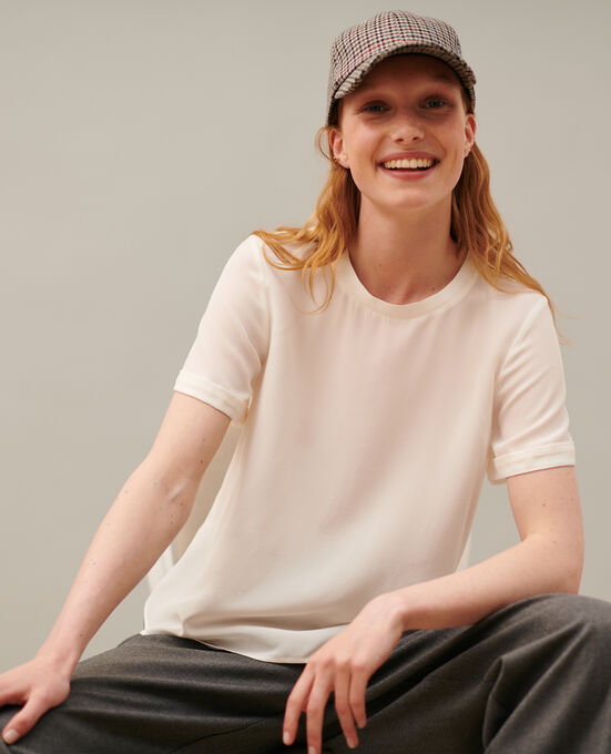 CORINNE - T-Shirt aus Seide 01 WHITE