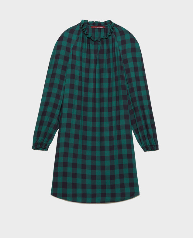 Fließendes Kleid mit Karos 8866 55 green check