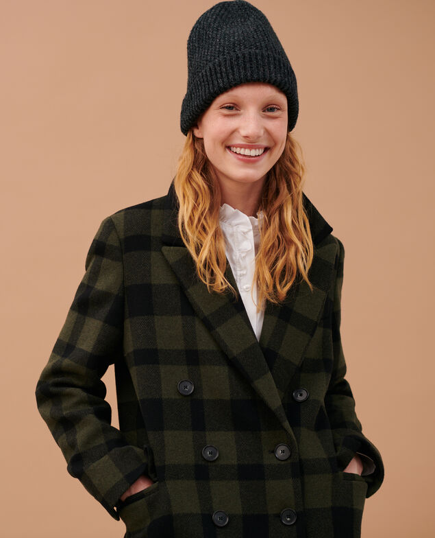 Langer Mantel aus Mischwolle 8862 56 olive check 2wco031w16