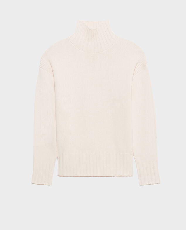 Pullover mit hohem Kragen aus Schurwolle 8842 01 offwhite