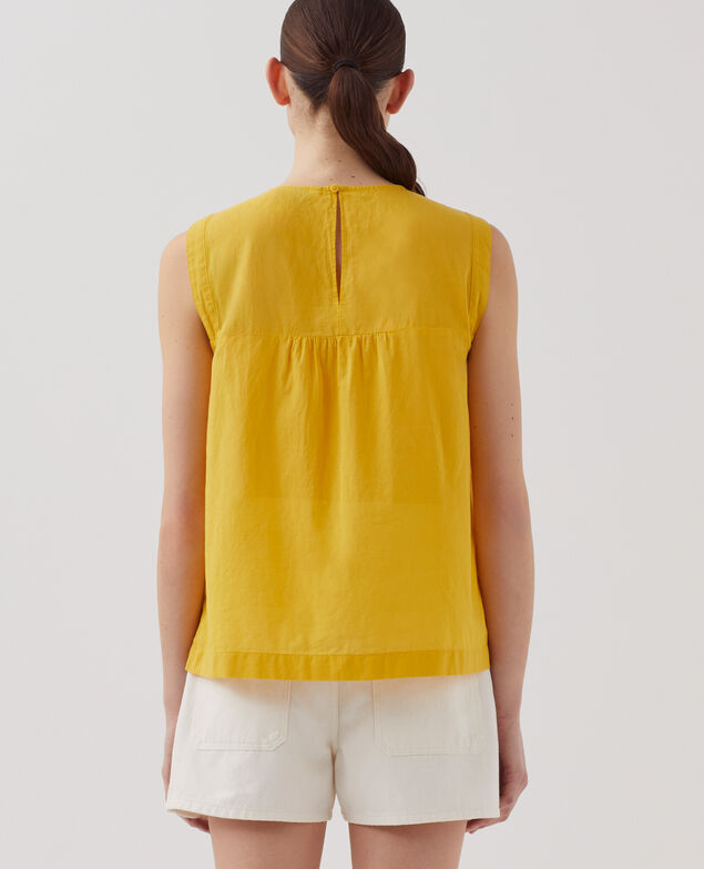Ärmelloses Top aus Baumwollvoile J450 ceylon yellow