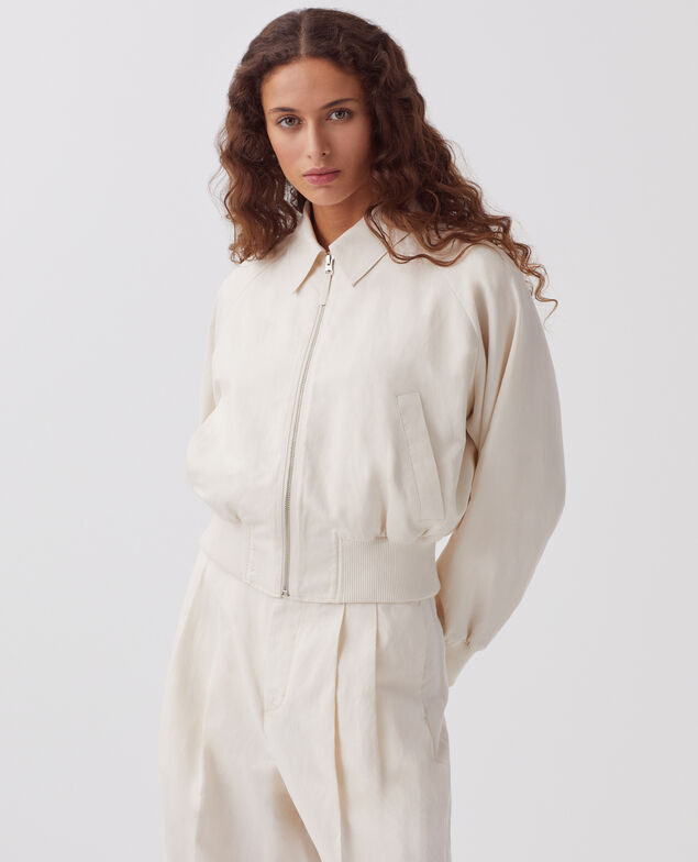 Kurze Jacke mit Reißverschluss J314 beige