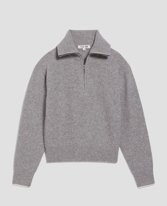 Rollkragenpullover mit Reißverschluss aus Wolle U020 light gray