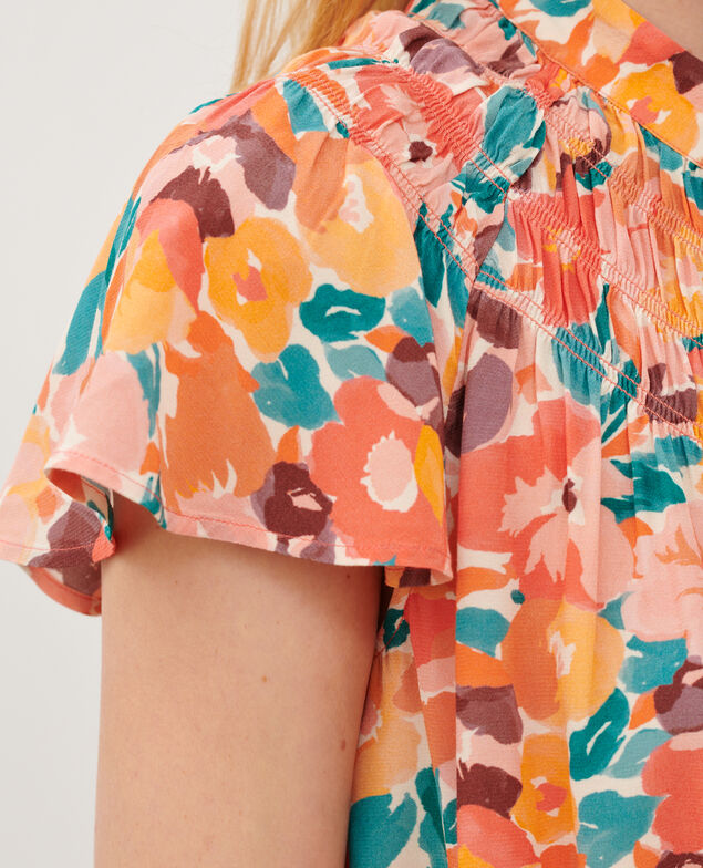 Fließende gemusterte Bluse 0230 fauve orange