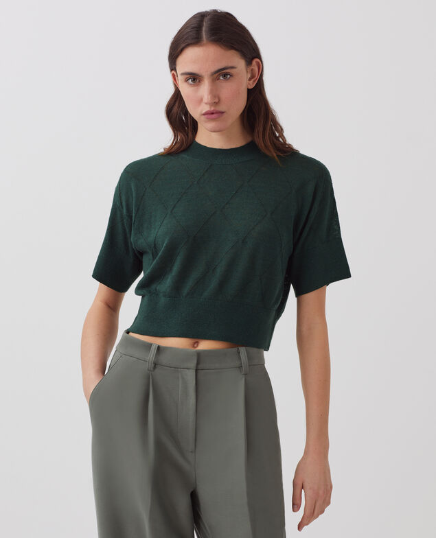 Kurzer Kurzarmpullover J590 spruce green