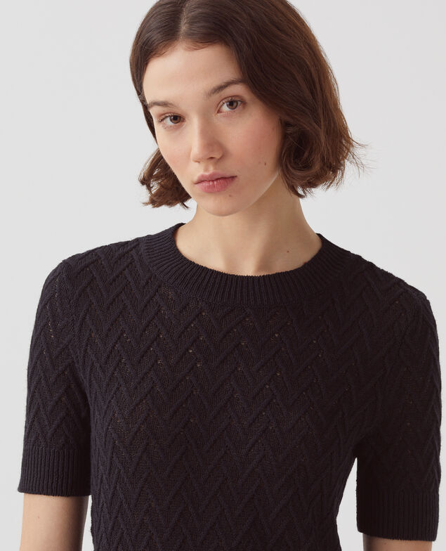 Kurzärmliger Pullover aus Leinen H091 black beauty